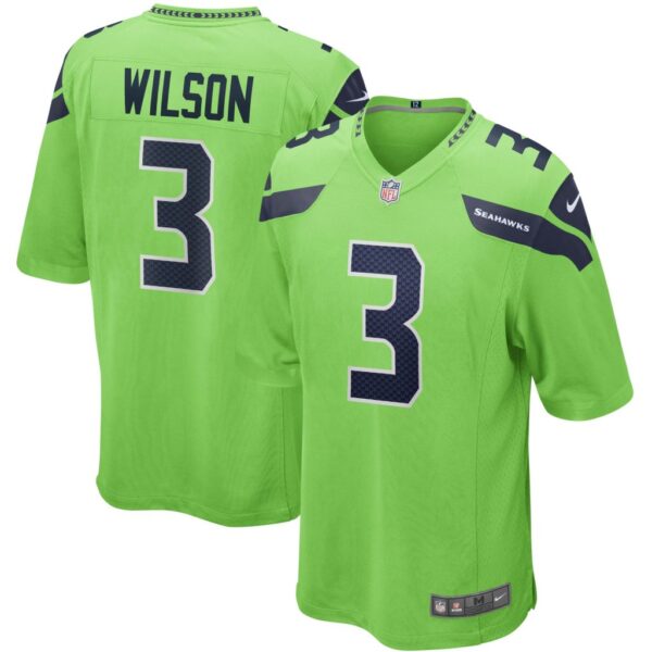 Men's Seattle Seahawks Russell Wilson Nike Neon Green Alternate Game Jersey