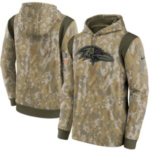 Men's Baltimore Ravens Nike Camo 2021 Salute To Service Performance Pullover Hoodie