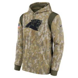 Men's Carolina Panthers Nike Camo 2021 Salute To Service Therma Performance Pullover Hoodie