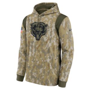 Men's Chicago Bears Nike Camo 2021 Salute To Service Therma Performance Pullover Hoodie