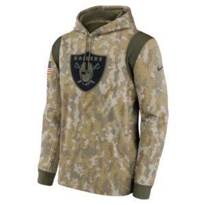 Men's Las Vegas Raiders Nike Camo 2021 Salute To Service Therma Performance Pullover Hoodie