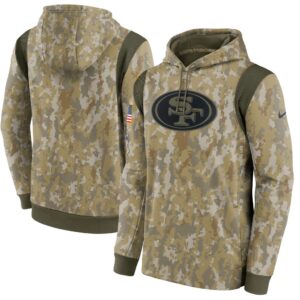 Men's San Francisco 49ers Nike Camo 2021 Salute To Service Therma Performance Pullover Hoodie