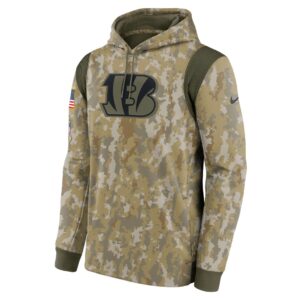 Men's Cincinnati Bengals Nike Camo 2021 Salute To Service Therma Performance Pullover Hoodie