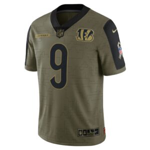 Men's Cincinnati Bengals Joe Burrow Nike Olive 2021 Salute To Service Limited Player Jersey