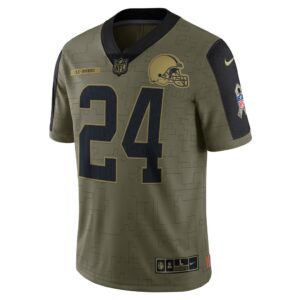 Men's Cleveland Browns Nick Chubb Nike Olive 2021 Salute To Service Limited Player Jersey