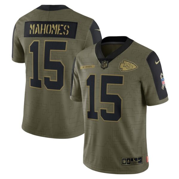 Men's Kansas City Chiefs Patrick Mahomes Nike Olive 2021 Salute To Service Limited Player Jersey