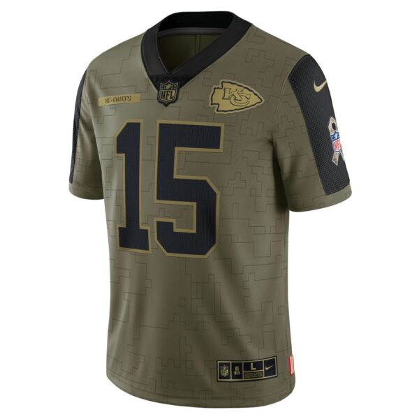 Men's Kansas City Chiefs Patrick Mahomes Nike Olive 2021 Salute To Service Limited Player Jersey