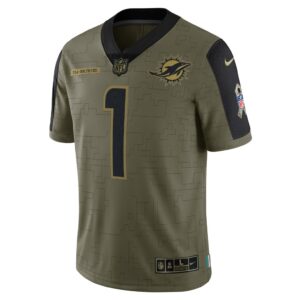 Men's Miami Dolphins Tua Tagovailoa Nike Olive 2021 Salute To Service Limited Player Jersey