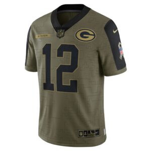 Men's Green Bay Packers Aaron Rodgers Nike Olive 2021 Salute To Service Limited Player Jersey