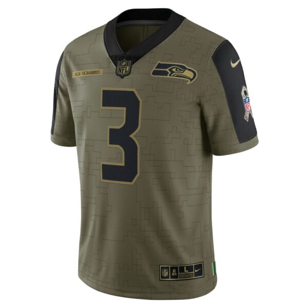 Men's Seattle Seahawks Russell Wilson Nike Olive 2021 Salute To Service Limited Player Jersey