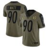 Men's Pittsburgh Steelers T.J. Watt Nike Olive 2021 Salute To Service Limited Player Jersey