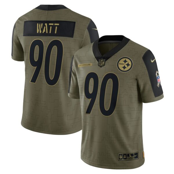 Men's Pittsburgh Steelers T.J. Watt Nike Olive 2021 Salute To Service Limited Player Jersey