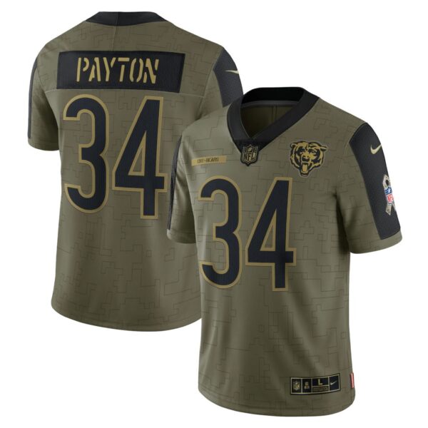 Men's Chicago Bears Walter Payton Nike Olive 2021 Salute To Service Retired Player Limited Jersey