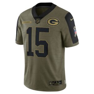 Men's Green Bay Packers Bart Starr Nike Olive 2021 Salute To Service Retired Player Limited Jersey