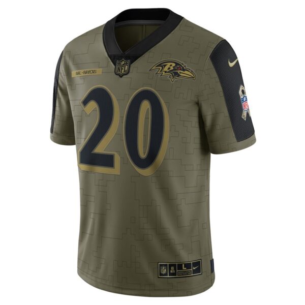 Men's Baltimore Ravens Ed Reed Nike Olive 2021 Salute To Service Retired Player Limited Jersey