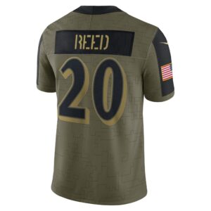 Men's Baltimore Ravens Ed Reed Nike Olive 2021 Salute To Service Retired Player Limited Jersey