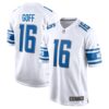 Men's Detroit Lions Jared Goff Nike White Team Game Jersey