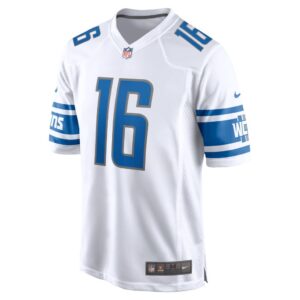 Men's Detroit Lions Jared Goff Nike White Team Game Jersey