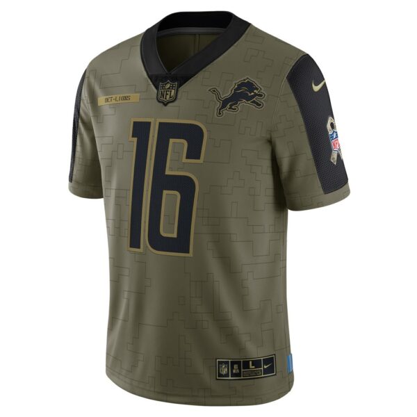 Men's Detroit Lions Jared Goff Nike Olive 2021 Salute To Service Limited Player Jersey