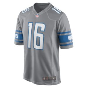 Men's Detroit Lions Jared Goff Nike Silver Game Jersey