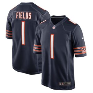 Men's Chicago Bears Justin Fields Nike Navy Game Jersey