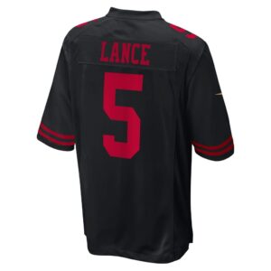 Men's San Francisco 49ers Trey Lance Nike Black Game Player Jersey