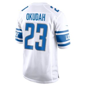 Men's Detroit Lions Jeff Okudah Nike White Game Player Jersey