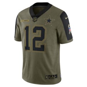 Men's Dallas Cowboys Roger Staubach Nike Olive 2021 Salute To Service Retired Player Limited Jersey