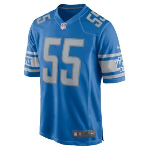 Men's Detroit Lions Derrick Barnes Nike Blue Game Player Jersey