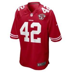 Men's San Francisco 49ers Ronnie Lott Nike Scarlet 75th Anniversary Game Retired Player Jersey