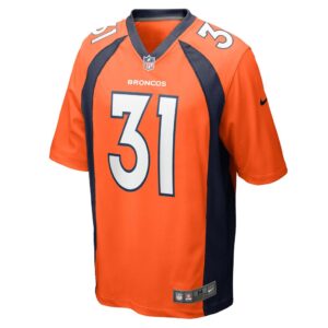 Men's Denver Broncos Justin Simmons Nike Orange Team Game V-Neck Jersey