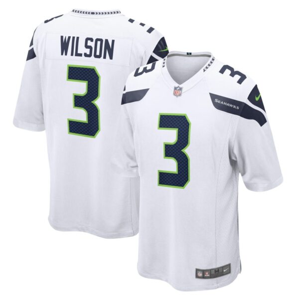 Men's Seattle Seahawks Russell Wilson Nike White Away Game Jersey