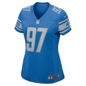 Women's Detroit Lions Aidan Hutchinson Nike Blue 2022 NFL Draft First Round Pick Game Jersey