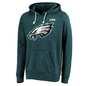 Men's Philadelphia Eagles Jalen Hurts Majestic Threads Midnight Green Super Bowl LVII Name & Number Pullover Hoodie