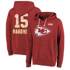 Men's Kansas City Chiefs Patrick Mahomes Majestic Threads Red Super Bowl LVII Name & Number Pullover Hoodie