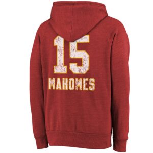 Men's Kansas City Chiefs Patrick Mahomes Majestic Threads Red Super Bowl LVII Name & Number Pullover Hoodie