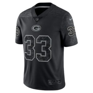 Men's Green Bay Packers Aaron Jones Nike Black RFLCTV Limited Jersey