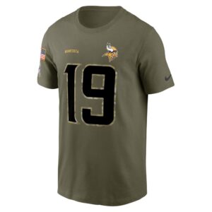 Men's Minnesota Vikings Adam Thielen Nike Olive 2022 Salute To Service Name & Number T-Shirt