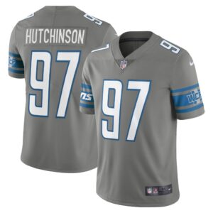 Men's Detroit Lions Aidan Hutchinson Nike Steel Alternate Team Vapor Limited Jersey