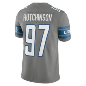 Men's Detroit Lions Aidan Hutchinson Nike Steel Alternate Team Vapor Limited Jersey