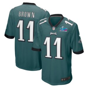 Men's Philadelphia Eagles A.J. Brown Nike Midnight Green Super Bowl LVII Patch Game Jersey