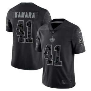 Men's New Orleans Saints Alvin Kamara Nike Black RFLCTV Limited Jersey