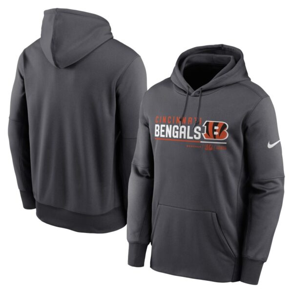 Men's Cincinnati Bengals Nike Anthracite Prime Logo Name Split Pullover Hoodie