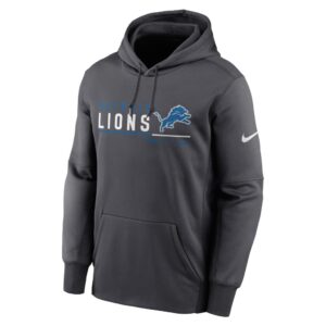 Men's Detroit Lions Nike Anthracite Prime Logo Name Split Pullover Hoodie