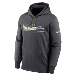 Men's Seattle Seahawks Nike Anthracite Prime Logo Name Split Pullover Hoodie