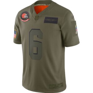 Men's Nike Baker Mayfield Olive Cleveland Browns 2019 Salute to Service Limited Jersey