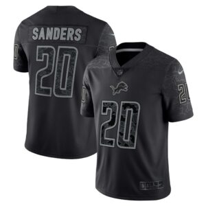 Men's Detroit Lions Barry Sanders Nike Black Retired Player RFLCTV Limited Jersey