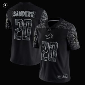 Men's Detroit Lions Barry Sanders Nike Black Retired Player RFLCTV Limited Jersey