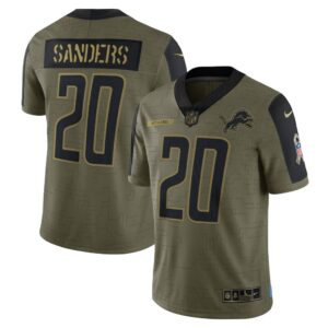 Men's Detroit Lions Barry Sanders Nike Olive 2021 Salute To Service Retired Player Limited Jersey