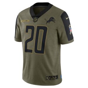 Men's Detroit Lions Barry Sanders Nike Olive 2021 Salute To Service Retired Player Limited Jersey